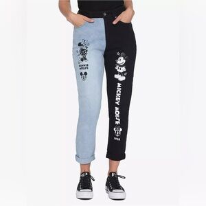Disney Mickey & Minnie Split Mom Jeans | Vintage 1928 Colorblock Denim | Size 9
